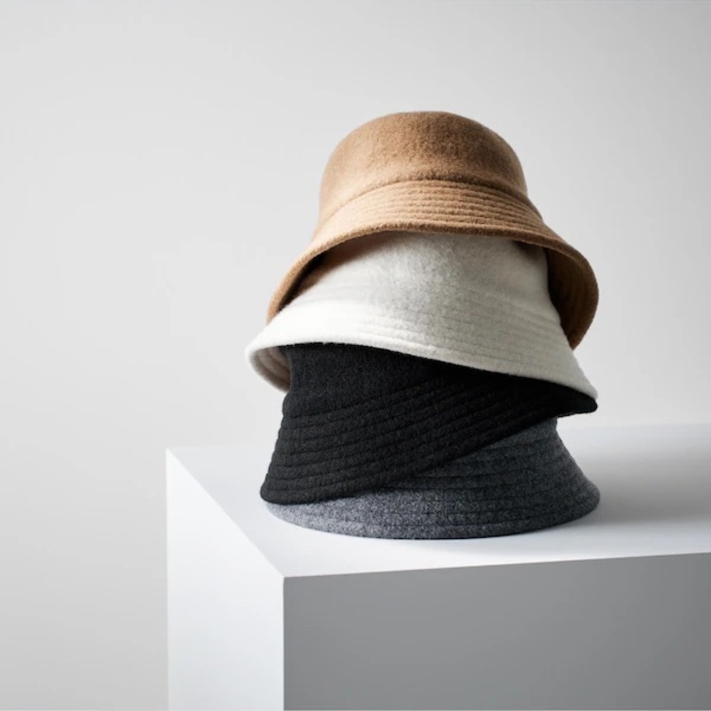 Uniqlo adjustable wool Black Bucket Hat new